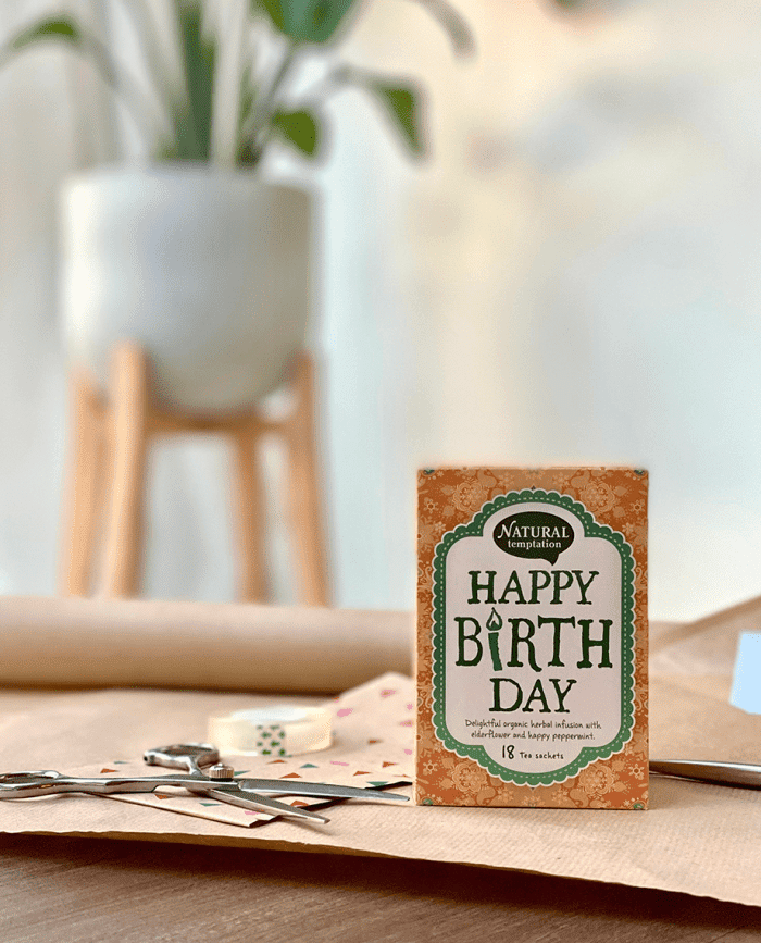 Happy Birthday van Natural Temptation bestellen als persoonlijk cadeau voor de jarige theeliefhebber.