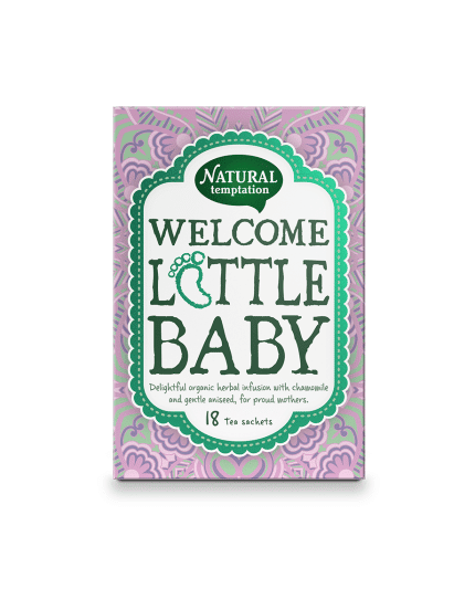 Welcome little baby-thee van Natural Temptation is fair trade en biologische kruidenthee voor een babyshower.