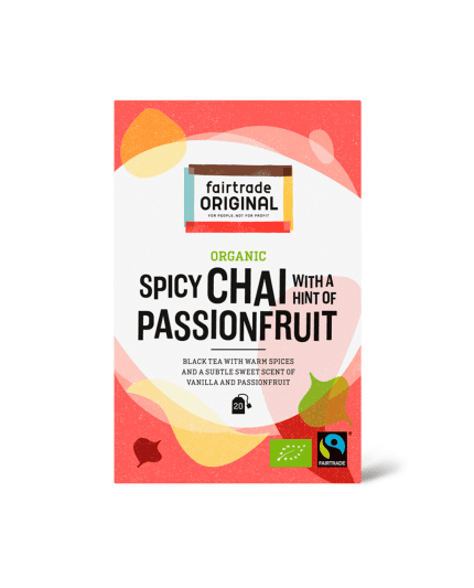 Spicy Chai Passionfruit van Fairtrade Original is een kruidige maar toch fris fruitige biologische chai thee. met fair trade keurmerk