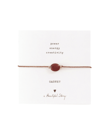 Gremstone card Garnet van A Beautiful Story is een armband met granaatsteen, een mooi, symbolisch sieraad en cadeau.