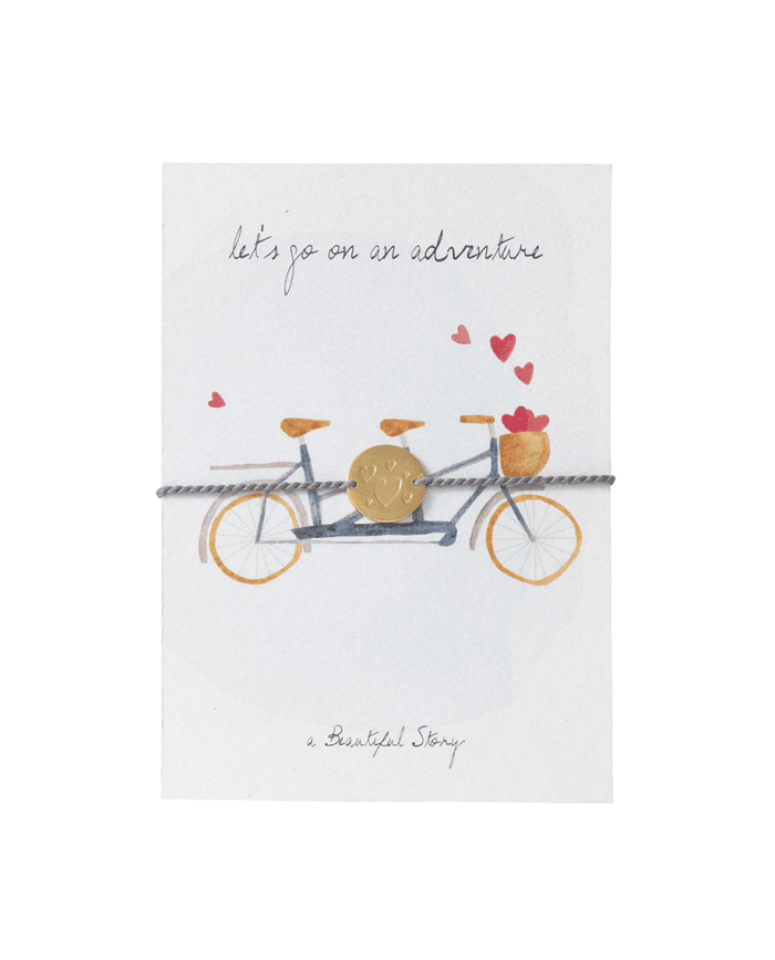 Verstuur de Jewelry Card Tandem van A Beautiful Story als lief cadeau per post op de bijpassende kaart met tandem fiets-illustratie.