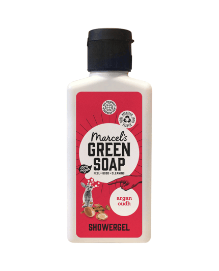 shower gel argan & oudh in mini verpakking van marcel's green soap