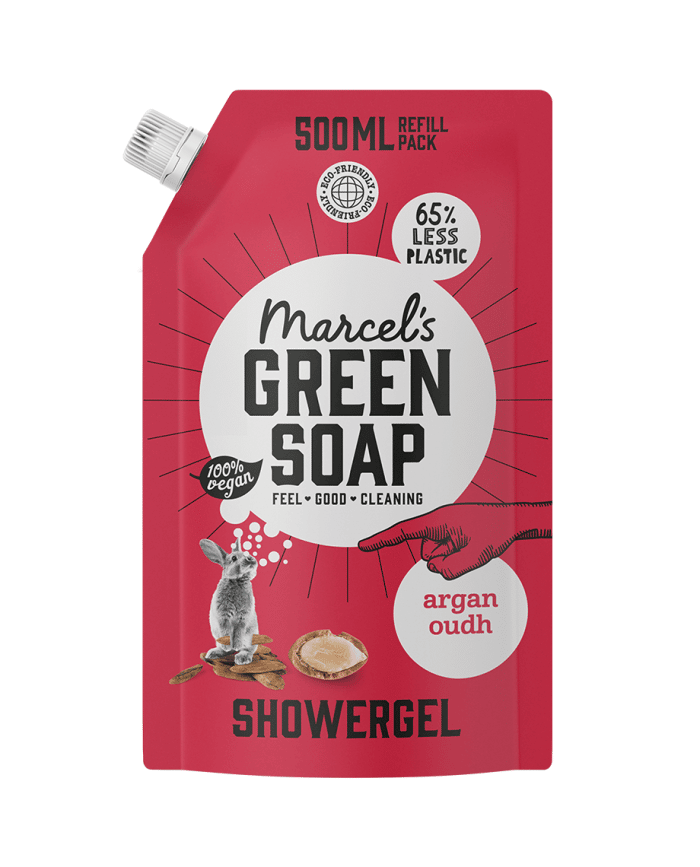 shower gel argan & oudh navulzak marcel's green soap