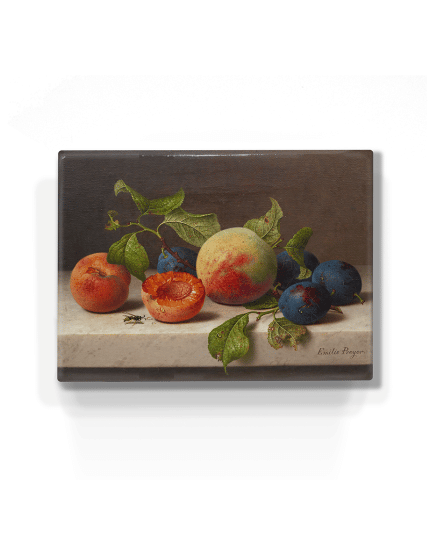 Reproductie Stilleven met fruit en een wesp van Emilie Preyer laqueprint voorkant