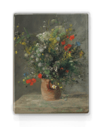 Reproductie Bloemen in een vaas van Pierre Auguste Renoir duurzaam gedrukt op hergebruikt hout van laqueprint voorkant