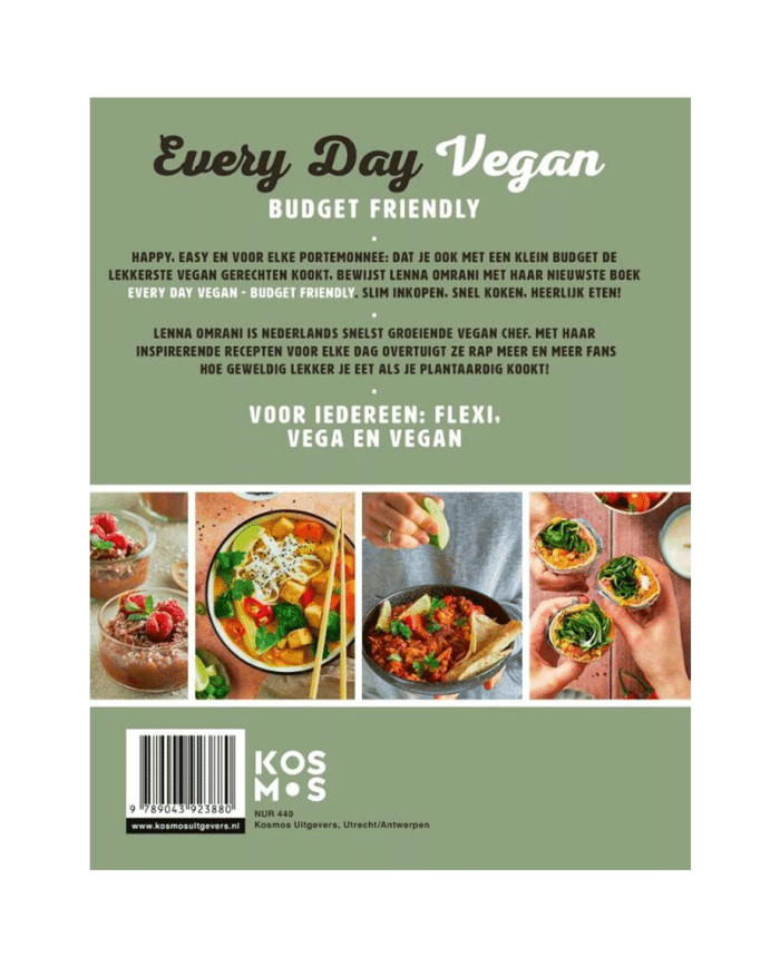 every day vegan budget friendly kookboek achterkant